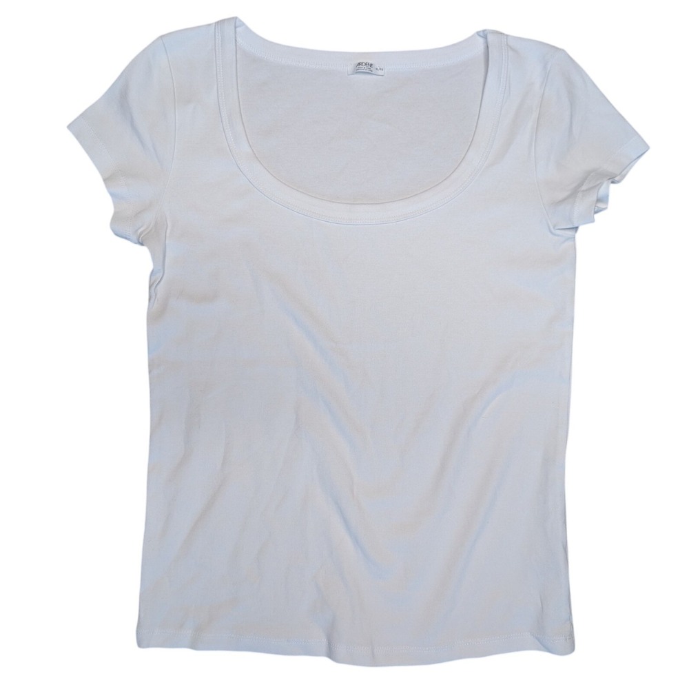 Ardene Extra Large White Cotton Scoop Neck Micro Tee Short Sleeve Shirt
